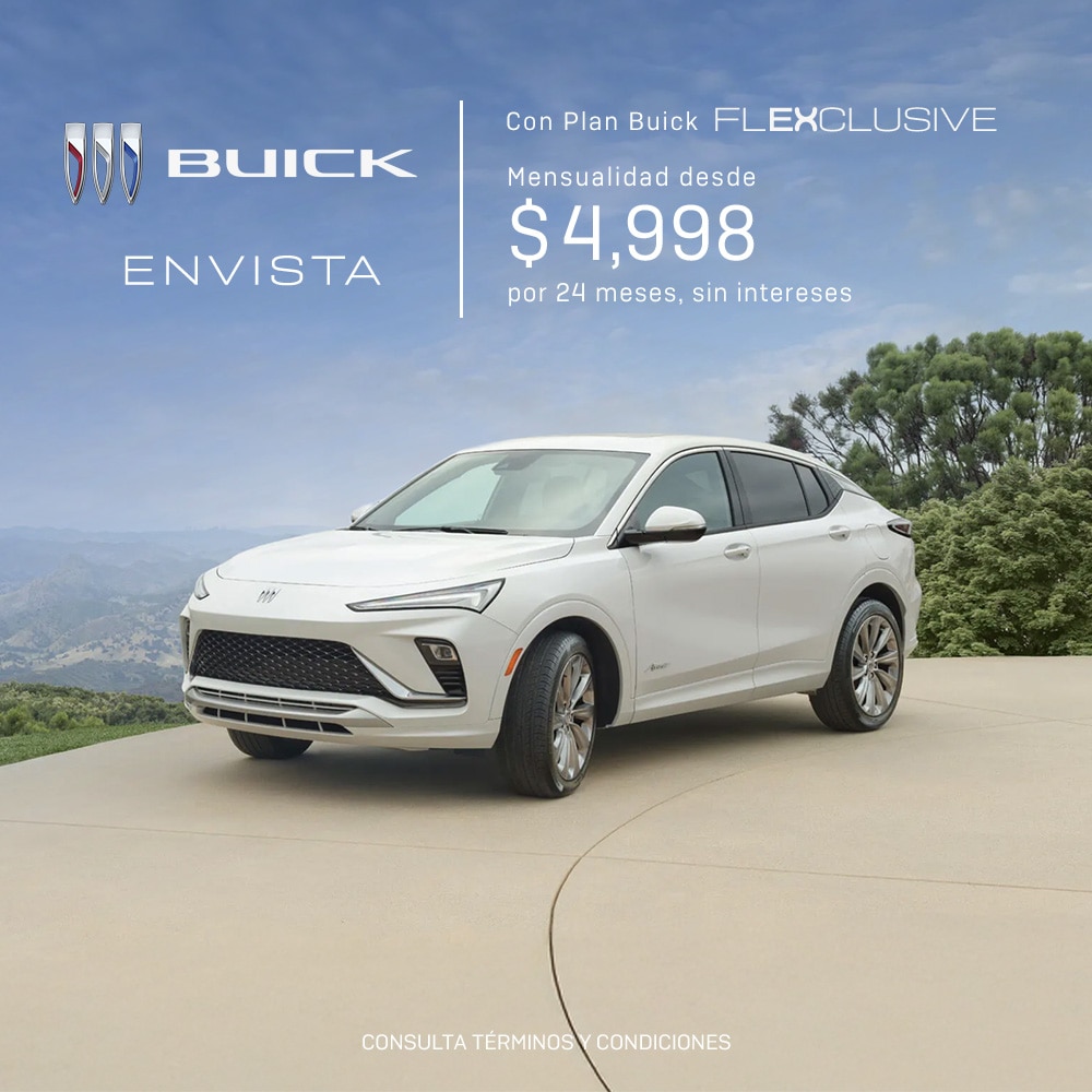 Estrena una Buick Envista con el plan Flexclusive y disfruta de una SUV con un diseño innovador. 